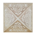Detailed laser-cut champagne gold glitter paper invitation with intricate rose flower patterns - Rose Gold