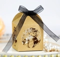Laser cut kraft paper Christmas gift box with black ribbon and holiday tree patterns - Kraft Paper