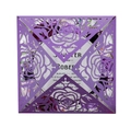 Elegant purple laser-cut wedding invitation featuring a hollow rose pattern with floral insert - Dark Purple