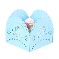 Hellblaue lasergeschnittene Geschenkschachtel mit Rosenmuster für Hochzeiten - Perlhellblau