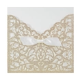 Partecipazione di nozze laser cut glitter oro champagne con fiocco in raso bianco - Oro rosa