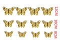 Detailed set of 12 golden hollow butterfly wall stickers in three different sizes - Reflective Gold