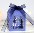 Laser cut purple candy box with ballerina silhouette and blue organza ribbon - Sapphire Blue