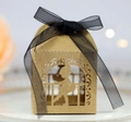 Detail of laser-cut ballerina silhouette on kraft paper candy box with black ribbon - Kraft Paper Color
