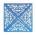Blue glitter laser-cut lace wedding invitation cover with elegant baroque floral pattern - Glitter Royal Blue