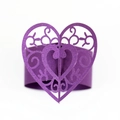 Deep purple laser-cut heart napkin ring with a sparkling pearlescent glitter finish - Dark Purple