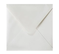 Macro shot of white square pearl paper envelope with a classic V-flap closure detail - Ivory Square