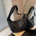 Grand sac bandoulière noir en nylon Oxford avec poches zippées et style industriel - Petit / Noir