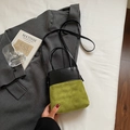 Chic black and lime green bucket bag with diamond quilting and leather strap - Green Without Pendant