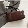 Sac bandoulière en daim mat marron de grande capacité au design rétro minimaliste - Sans pendentif / Marron