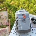 Sac à dos de randonnée bleu clair et gris avec cordons orange et poche en maille - Bleu