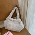 Bolso tote de piel sintética gris claro con patrones circulares en relieve de invierno - Gris claro