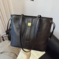 Sac fourre-tout noir grande capacité au design minimaliste avec détails dorés chic - Noir