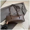 Vintage dark brown faux leather pillow bag with long adjustable shoulder straps - Coffee without Pendant