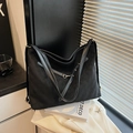 Vintage black quilted backpack for women with adjustable leather straps and gold hardware - Black