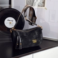 Sac bandoulière noir rétro avec imprimé cœur et bandoulière tissée style ethnique - Noir sans Pendentif