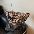 Leopard print crossbody bag with adjustable nylon strap and dual zipper closure - Off-white