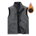 Chaleco reversible de exterior para hombre con tejido cortavientos y cuatro bolsillos - 6XL / Gris