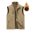 Chaleco reversible de exterior para hombre en caqui con forro cálido y cremallera - 6XL / Caqui