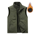 Men's reversible outdoor fleece vest in army green with thermal lining and zipper pockets - 6XL / Army Green
