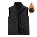 Chaleco térmico reversible para hombre con forro polar, cuello alto y cuatro bolsillos - 6XL / Negro