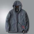 Giacca in pile spessa grigio scuro con cappuccio e cerniera per l'esterno - XS / Blu Lago