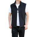 Men's black windproof softshell vest with stand collar and functional zipper pockets - M / Black