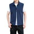 Men's navy blue softshell vest with stand collar and zipper pockets for sports - M / Blue