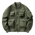 Militär-Bomberjacke in Armeegrün mit Multi-Taschen-Utility-Design und gerippten Bündchen - M / Armeegrün
