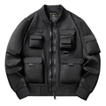 Schwarze Herren Bomberjacke im Military-Cargo-Stil mit mehreren funktionalen Taschen - M / Schwarz
