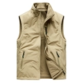 Herren Outdoor-Fleece-Weste in Khaki, wendbar mit praktischen Reißverschlusstaschen - M / Khaki