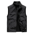 Herren Thermoweste mit Fleecefutter, Mehrfachtaschen und winddichtem Stoff in Schwarz - M / Schwarz