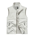 Detail of lightweight men's outdoor fishing vest with mesh lining and zipper pockets - S / Off White