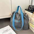 Sac fourre-tout gris à cordon avec sangles bleues et poche en filet pour le quotidien - gris foncé
