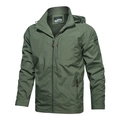 Veste outdoor pour hommes vert armée avec capuche coupe-vent et poches zippées de sport - M / Vert Militaire