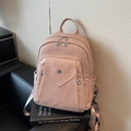 Zaino elegante in ecopelle rosa antico con grana litchi e dettaglio zip ad anello - Rosa