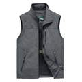Gilet da pesca sportiva all'aperto con colletto rialzato e fodera in rete traspirante grigio - M / Grigio