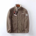 Brown fleece jacket for men with full-zip design and standing collar for winter warmth - XS / Khaki