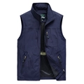 Gilet de plein air bleu marine pour homme avec poches multiples et col montant - M / Bleu foncé