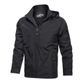 Veste à capuche noire déperlante pour homme avec détails orange pour la randonnée et sport - M / Noir