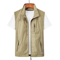 Gilet da esterno kaki da uomo con tasche multiple, traspirante e ad asciugatura rapida - M / Cachi