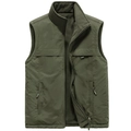 Men's reversible fleece-lined vest in army green featuring a stand collar and three pockets - M / Army Green
