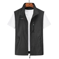 Gilet da uomo nero multitasche per outdoor e pesca con colletto alla coreana - M / Nero