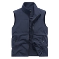 Gilet blu scuro da uomo con collo a lupetto, tasche multiple e fodera interna in rete - S / Blu scuro
