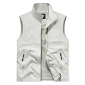 Chaleco de exterior para hombre blanco marfil con cuello alto y múltiples bolsillos con cremallera - S / Blanco Roto