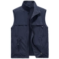Men's navy blue reversible fleece vest with windproof shell and full zip pockets - M / Dark Blue