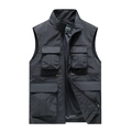 Donkergrijze outdoor vest voor heren met meerdere zakken en een opstaande kraag - M / Grijs
