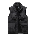 Men's outdoor utility fishing vest with multiple pockets and breathable mesh lining - M / Black
