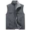 Men's reversible dark grey windproof fleece vest with a stand collar and zipped pockets - M / Gray