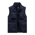 Heren outdoor vest in marineblauw met opstaande kraag en ademende mesh voering - M / Donkerblauw